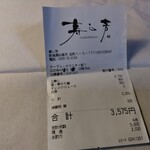 寿し芳 - レシート