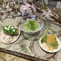 entre nous - 白えび ふき　新玉ねぎとスナップエンドウ　うすいえんどう豆のタルトレット