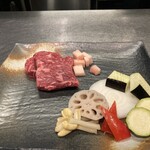 鉄板焼 日和 - 九州産黒毛和牛100ｇ⭐️　今日は宮崎牛（2人分）