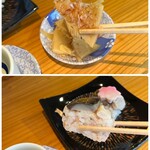 Seafood Washoku Naruki - The soft and juicy bamboo shoots simmered in dashi are delicious! ♡(*´Д｀*)
                      
                      The mackerel sushi is beautifully garnished with a wheat gluten shaped like cherry blossoms. It features vinegared rice mixed with cherry blossom petals and leaves, topped with grilled mackerel, and pressed into sushi.