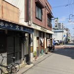 すし鶴 - このまま 真っ直ぐ進むとブランドーリふせに続く
      後方に進むと新道商店街
      どちらも麻爺が愛する通りや。