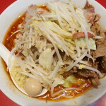 ラーメン二郎 - ラーメン半分＋ＳＫショウガ半分崩