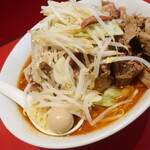 ラーメン二郎 - ラーメン半分＋ＳＫショウガ半分崩