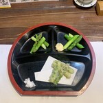 海鮮・鎌倉野菜 まつだ家 - アスパラ三昧（天ぷら、炭火焼、ゆで上げ）