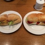 丸山珈琲  - ハム&チーズ(450円)とモッツァレラチーズとドライトマト(480円)