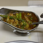 かれーの店 うどん  - 季節のすーぷかれー、ご飯大盛り、チーズ、スパイシーひき肉