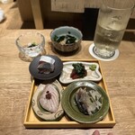 小皿のまぐろとさば。 - 