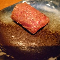 生粋 - シャトーブリアン　やばすぎ　焼いたのち巻かれます。一番最高！ひと口めはそのまま(塩味があります)　ふた口目はタレで食べます