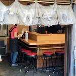 たかぎ山 - 大将にお断りして開店前におんぼろ暖簾をパシャリ（失礼）