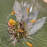 295172620 - フグ刺身　生のカラスミと一緒に食します。