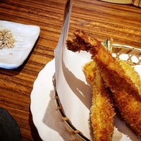 ステーキ割烹 四季 - 海老と野菜の取合せフライ・お漬け物