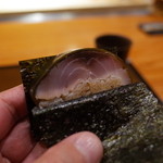 銀座おかもと - 2.鯖の手巻き寿司 2014.8.x