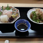 梅市 - アオリイカと鯛、カツオのタタキ