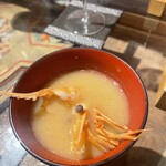 鮨ざこや - ボタンエビ味噌汁