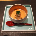 おおたに - 先付　トマトの冷製茶碗蒸し　バジルのムース・じゅんさいと一緒に