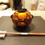 おおたに - 椀物　車海老真薯、おくらのすり流し