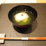 おおたに - 椀物　車海老真薯、おくらのすり流し