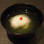 おおたに - 椀物　車海老真薯、おくらのすり流し