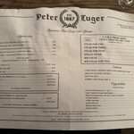 Peter Luger Steak House - メニューの内容