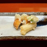 木山 - ③ほうぼう（サスエ前田）の揚げ物、ウド天ぷら