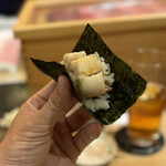 寿し幸 実宇栄 - 太刀魚海苔巻き。ウニなかったけど、中トロ、イクラなど入ってこの値段。