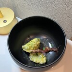 POP&POUR EBISU - 芽キャベツのフリット ホタルイカのソース