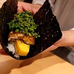 銀座 しのはら - 鰻と玉子真薯花山椒の手巻き