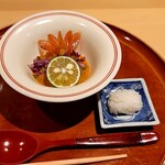 銀座 しのはら - 牡丹海老のウニソースとシャリ