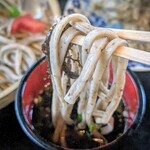 ガーデンレストラン・シギラ - かつお出汁のそばつゆに、薬味は山葵、生姜、葱、
よく冷えて、チュルチュル、モチモチ、美味しいです。