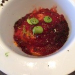 ラ・リューン - 雲丹とトマトのソルベ　茄子の煮浸し、コンソメジュレがけ　ライム風味