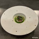 カーサ・デル・チーボ - 松川鰈と槍烏賊のタルタル 菊菜のオイルとレモン胡椒