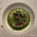 カーサ・デル・チーボ - 松川鰈と槍烏賊のタルタル 菊菜のオイルとレモン胡椒