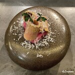 カーサ・デル・チーボ - フォワグラテリーナとジャージーミルクのマスカルポーネとビーツの酢フォルマ―ト