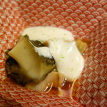 虎白 - 鮑　秋茄子　胡麻ソース