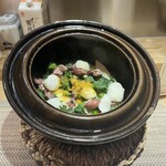 お猪口 - ほたるいか、なのはな、土鍋ご飯