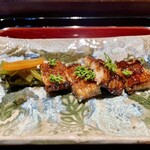 ななにん - 対馬穴子蒲焼き、花山椒、自家製カラスミ