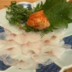 海鮮料理と酒 いくひさ - 徳島　天然コチ薄造り◎
