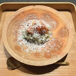 緒乃 - 蕗のとう花山椒プレミアトマト (淡路島) リコッタサラータがけ