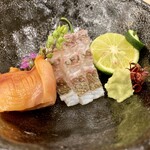 味ひろ - 造り 鯛湯霜 赤貝