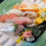 回転寿司　すし丸 - 握りのアップ