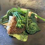 295539453 - 香ばしい魚料理に春のグリーン野菜