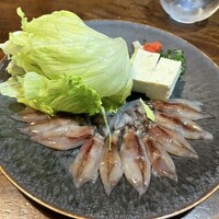 北陸料理 新越 - ホタルイカのしゃぶしゃぶ。