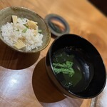 日々の料理 - 締めの筍ご飯山椒風味。一番だし