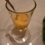 レザンファン ギャテ - 福岡県筑紫郡から届いた無農薬野菜をプレスしたテリーヌ　サフランのムースリーヌ・ソース