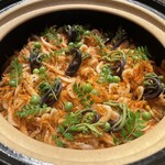 銀座 しのはら - 桜エビの天ぷら　わらび　うすい豆　山椒