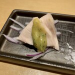 295700622 - 名古屋コーチンと旬の前菜…自家製鶏ハム〜木の芽ソース