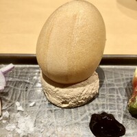 焼き鳥 茂 東桜 - 名古屋コーチンと旬の前菜…最中・レバームース〜岩塩とブルーベリーソース