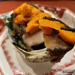 御料理 寺沢 - 海胆と鮑の磯焼