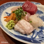 御料理 寺沢 - 赤貝､鮎魚女､本鮪中トロ､槍烏賊､鮃と鮃の縁側の造り