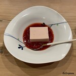 御料理 寺沢 - 苺プリンをイチゴソースで